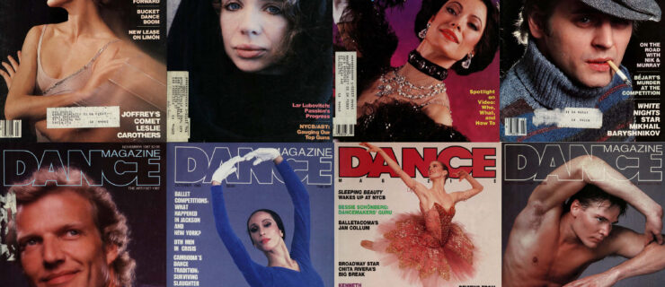 A collage of eight vintage Dance Magazine covers